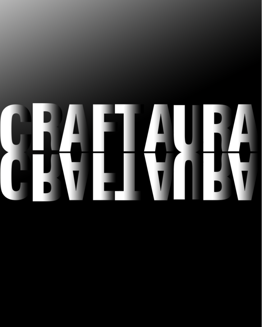Repeating 'CRAFT AURA' text on a black background